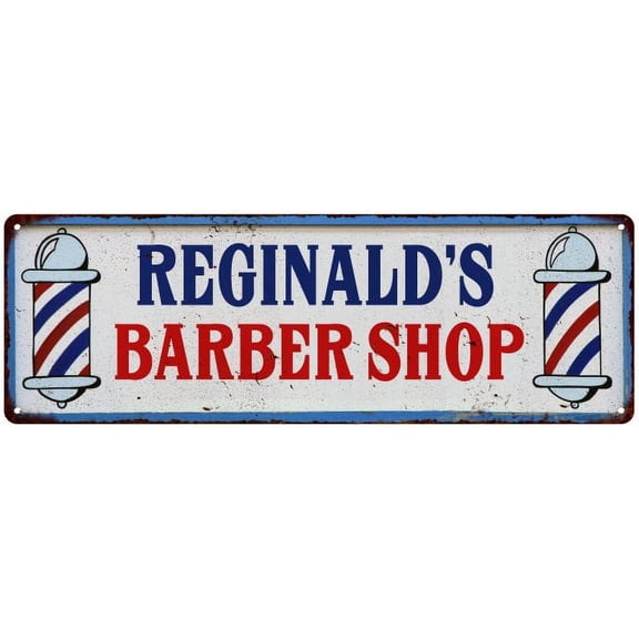 REGINALD'S Barber Shop Hair Salon Vintage Look Metal Sign Retro 106180031394