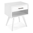 thumbnail image 3 of Camaflexi Mid Century Modern Nightstand 1 Drawer Night Stand with Open Shelf, White, 3 of 11