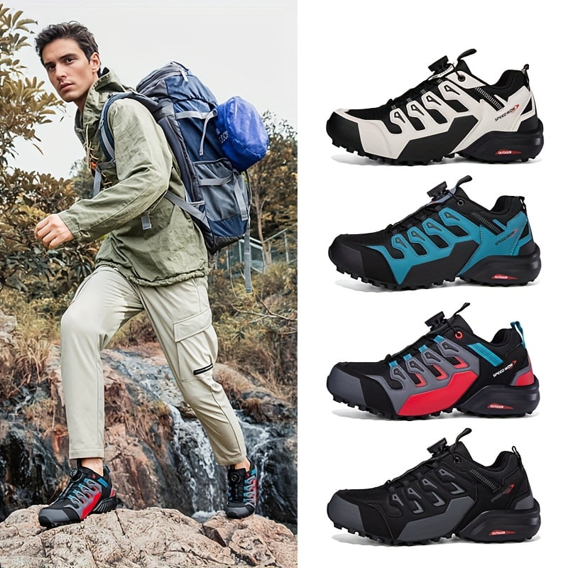 [Sneakers] Outdoor Hiking Men'S Shoes, Cross-Country Mountain Breathable Low-Top Hiking Shoes, Rotating Button, Non-Slip, Shock-Absorbing Sports Casual Shoes