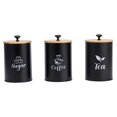 thumbnail image 1 of simhoa 3 Pieces Coffee Sugar Tea Storage Jars Multifunction Sturdy with Bamboo Lids Black, 1 of 8