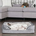 thumbnail image 5 of FurHaven Pet Products Velvet Waves Perfect Comfort Full Support Orthopedic Sofa-Style Pet Bed for Dogs & Cats - Granite Gray, Medium, 5 of 14