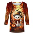 thumbnail image 5 of Zorckvet Women's T-Shirt - Ghost Print, 3/4 Sleeve & Crew Neck, 5 of 5