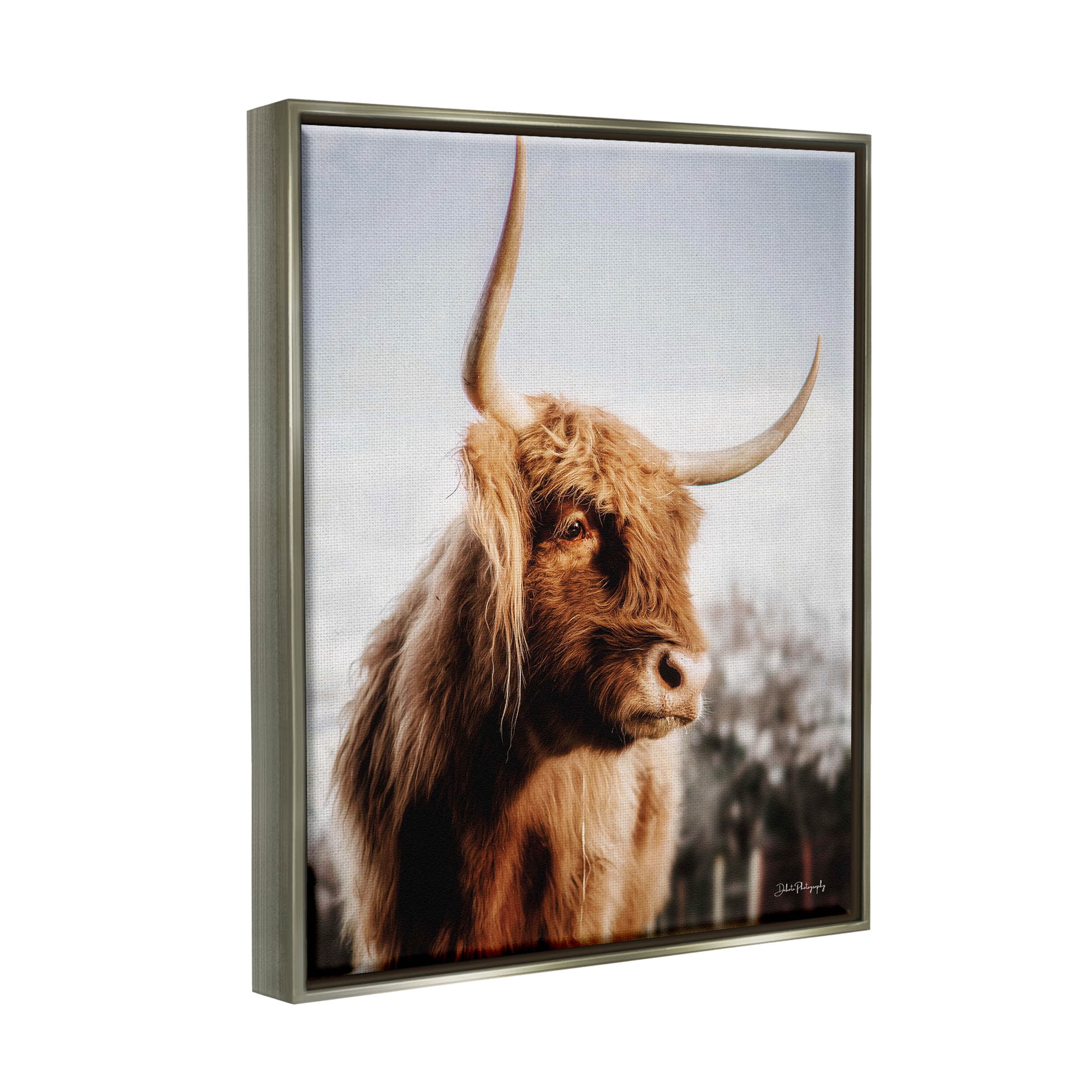 Cattle Gazing Rural Landscape Animals & Insects Photograph Luster Gray Framed Art Print Wall Art