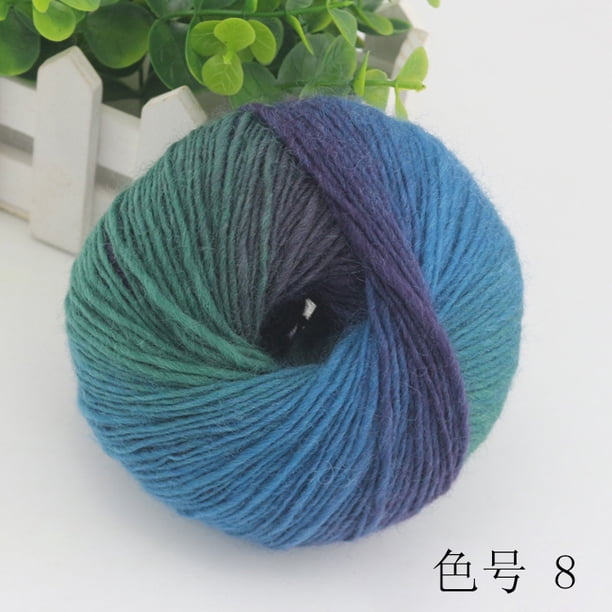 Xiao Hua 1 paquete de hilo suave arcoíris 100 % lana degradado multicolor para tejer a crochet, longitud total 180 m × 1 (196 yds × 1,50 g × 1), alto