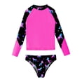 thumbnail image 3 of TiaoBug Kids Girls 2 Piece Rash Guard Bathing Suit Swimsuits Long Sleeve Tankini Shirts Printed Bikini Briefs Beach Swimwear Rose 10, 3 of 7