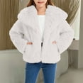 thumbnail image 5 of Girls Faux Fur Coat Kids Fluffy Long Sleeve Lapel Collar Open Front Jacket Warm Winter Shaggy Outwear with Pockets, 5 of 6