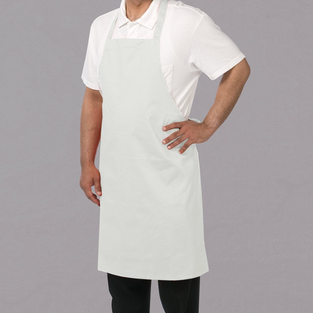 1 new white chefs commercial grade bib apron p/c blend 