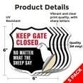 thumbnail image 2 of Keep Gate Closed No Matter What The Sheep Say (5 Pack) 6 inch X 6 inch Shield Shaped Heavy Duty 3.2 mil Vinyl Decals Weather Resistant Made in the USA, 2 of 5