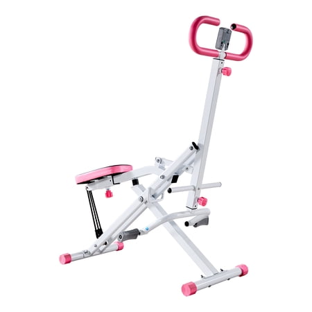KFFKFF Foldable Squat and Rowing Machine for Home Workouts Compact Exercise Equipment with 3 Durable Resistance Bands Glute and Leg Training Machine White
