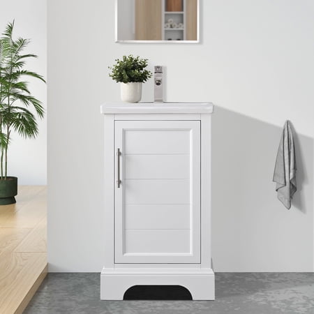 Vanity Art 20 x 16 x 34.5 in. Single Sink Bathroom Vanity with Ceramic Sink & Top White