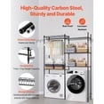 thumbnail image 6 of Over The Washer and Dryer Storage Shelf, 5 Tier Laundry Room Drying Rack with Hanger Rod and Hooks, Adjustable Over Washer and Dryer Shelves, Laundry Room Shelf Storage Space Saver, Black, 6 of 11