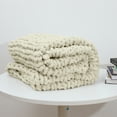 Comtest Chunky Knit Throw Blanket Soft Warm Chenille Blanket, Milk White, 40" x 40"(Single Sofa