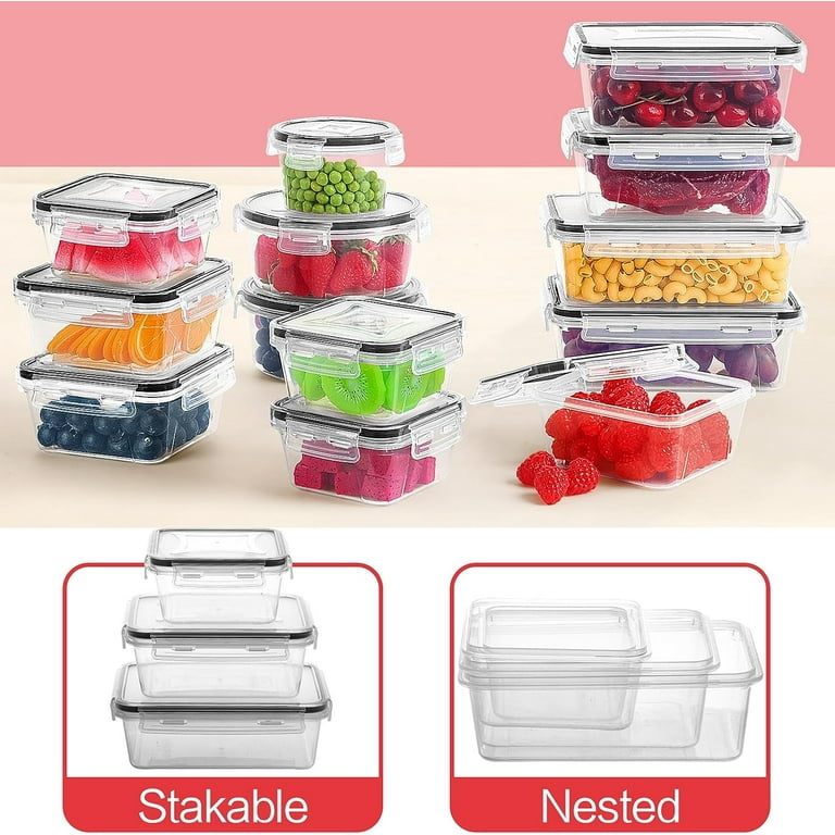 18 sets, 36pcs, 100% BPA-Free Plastic Food Storage Containers with Lids -  1.4 Oz - 84.5 Oz - Dishwasher, Microwave, and Freezer Safe - Reusable Meal P