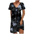 thumbnail image 1 of Lolmot Robe d'Été pour Femmes à Imprimé, Manches Courtes, Col en V, Longueur Mi-Cuisse, Robe Mode, 1 of 5