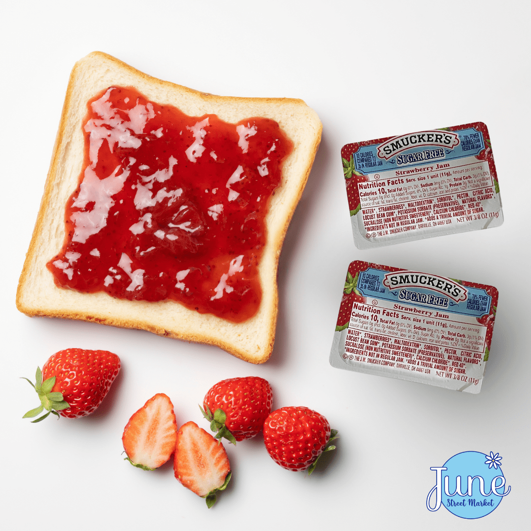 Smucker's Portion Control Sugar Free Jam and Syrup Gift Box Variety - Breakfast Syrup, Grape, Strawberry and Blackberry Jam,
