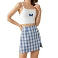 thumbnail image 2 of Lovito Casual 2 Piece Outfit Butterfly Cami Top Plaid Slit Skirt Sets, 2 of 5