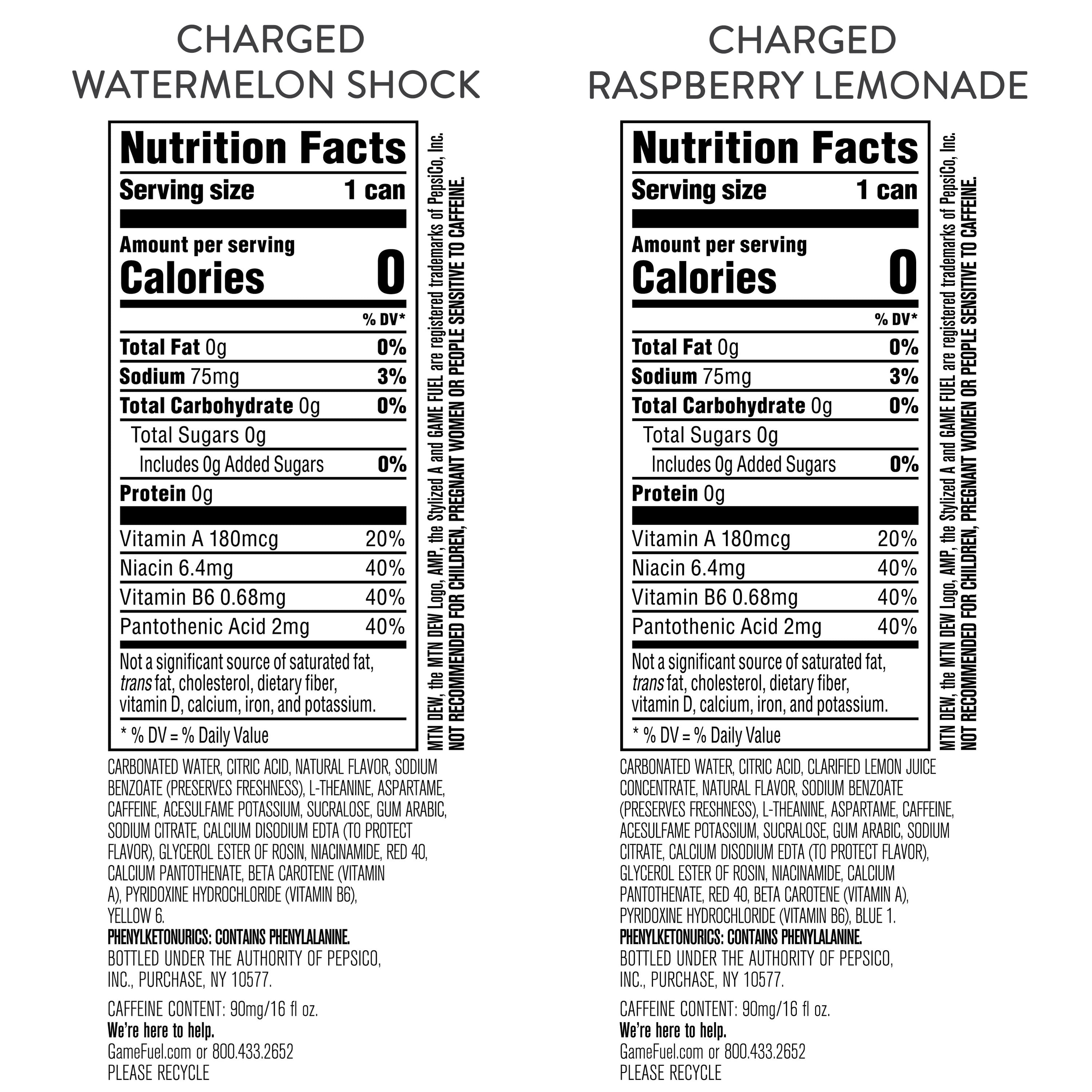 mountain dew game fuel nutrition facts