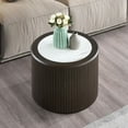 thumbnail image 6 of Tcbosik 23.6" Round Side Table, Modern End Table with Faux Marble Top, Night Stand for Small Space, Living Room, Bedroom, Dark Brown, 6 of 6