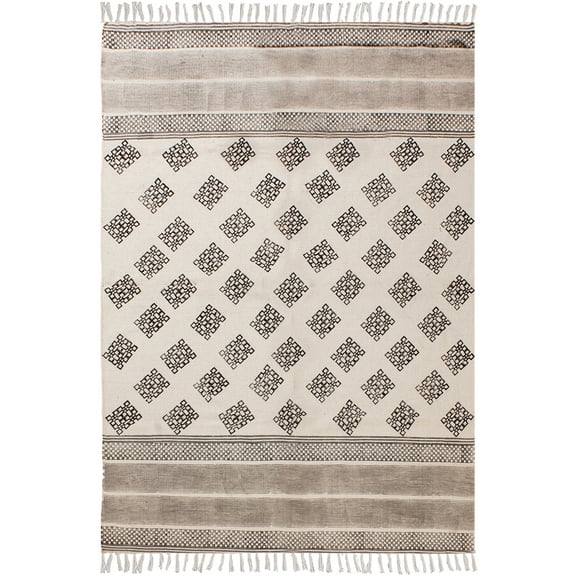 Casavani Indian Hand Woven Dining Room Rug, Gray 4x6 feet