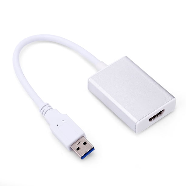 Cable convertidor USB 3.0 a HDMI, adaptador gráfico de pantalla para PC HD 1080P (blanco)
