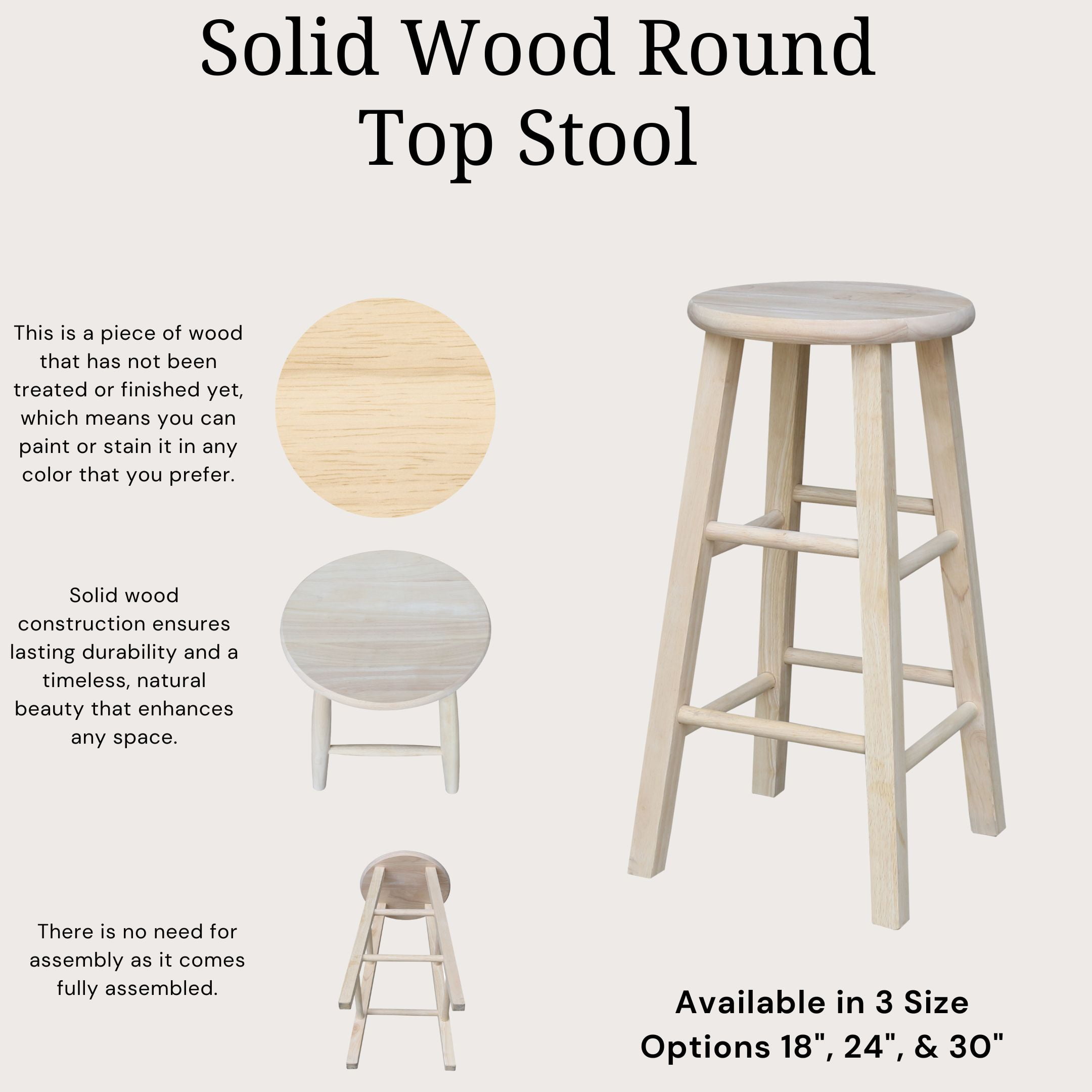 International Concepts Wood 30 Round Top Barstool Unfinished Walmart