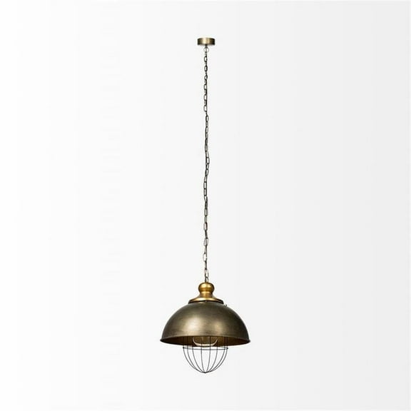 Mercana Dawson II Metal Antiqued Gold Pendant Dome Light