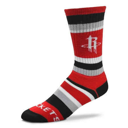 Crew Tri Blend - Houston Rockets For Bare Feet Rainbow Stripe Tri-Blend Crew Socks - L