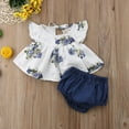 thumbnail image 5 of Sedceaty 2 Pcs/Set Infant Baby Girls Clothing Flying Sleeves Floral Tops Dress + Short Bloomers, 5 of 7