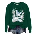 thumbnail image 5 of WEIWEN Crewneck Sweatshirt for Women Loose Fit Ocean Life Sea Whale Beach 90s Vintage Graphic Long Sleeve Shirts for Women Dressy Casual Fall Sweaters Womens Clothes Dark Green, S, 5 of 5