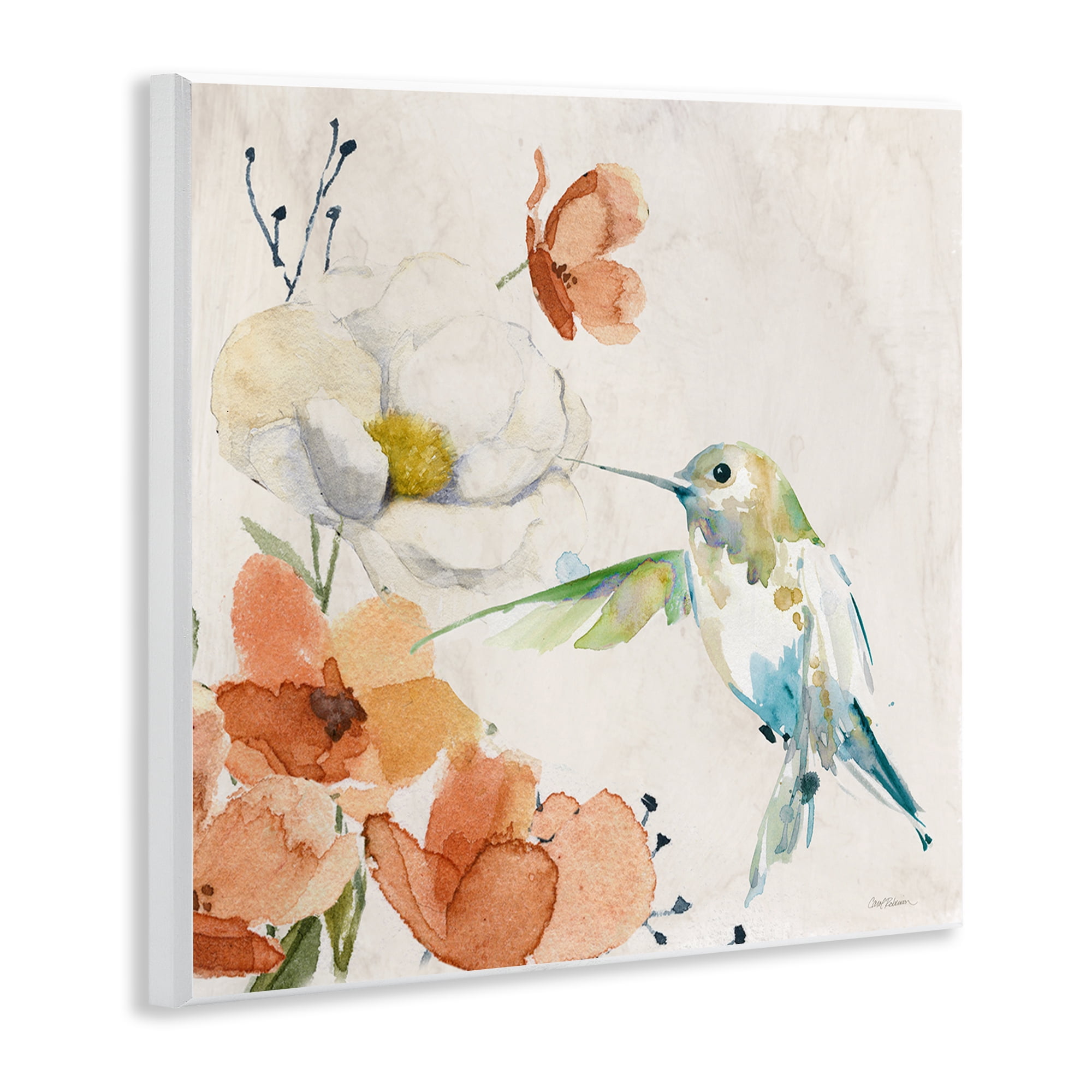 Stupell Industries Cottage Flowers & Bird Plants & Flowers Painting Unframed Art Print Wall Art, 12 x 12
