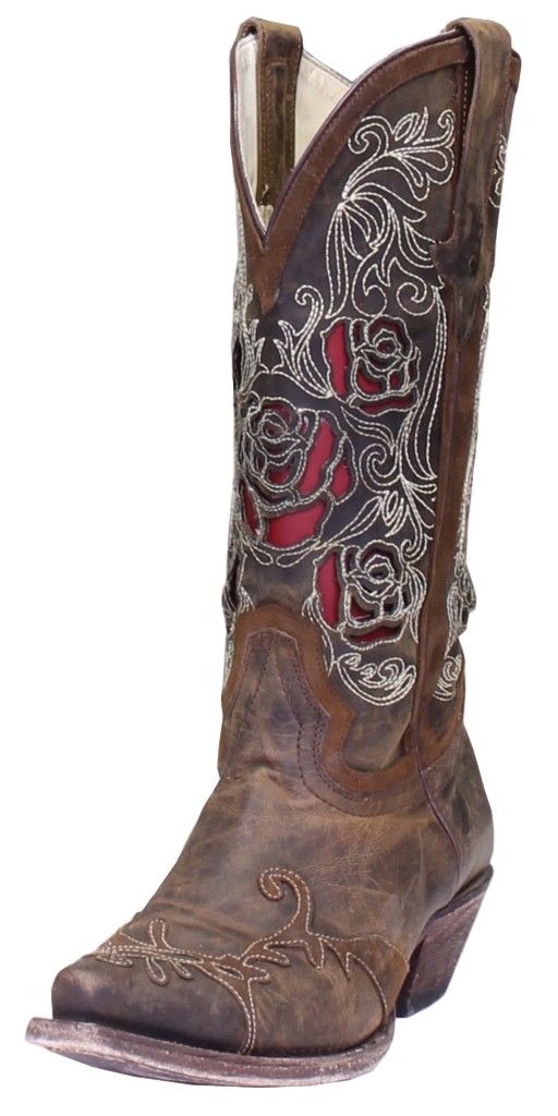 Dusty Rocker Western Boots Womens Dahlia Rose Snip Toe Black DRW2001