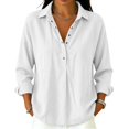 thumbnail image 5 of Button Up Sweatshirts Women Ribbed Long Sleeve Stand Collar Hoodies Lightweight Tshirt Trendy Blouse Tops Heavyweight Outfits 2026 Fall Winter Outfits Clothes, White, M, 5 of 8