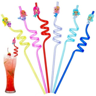 12pcs Unicorn Spiral Straws Creative PVC Decorative Drinking Straws Party  Supplies (Blue + Yellow + Red)