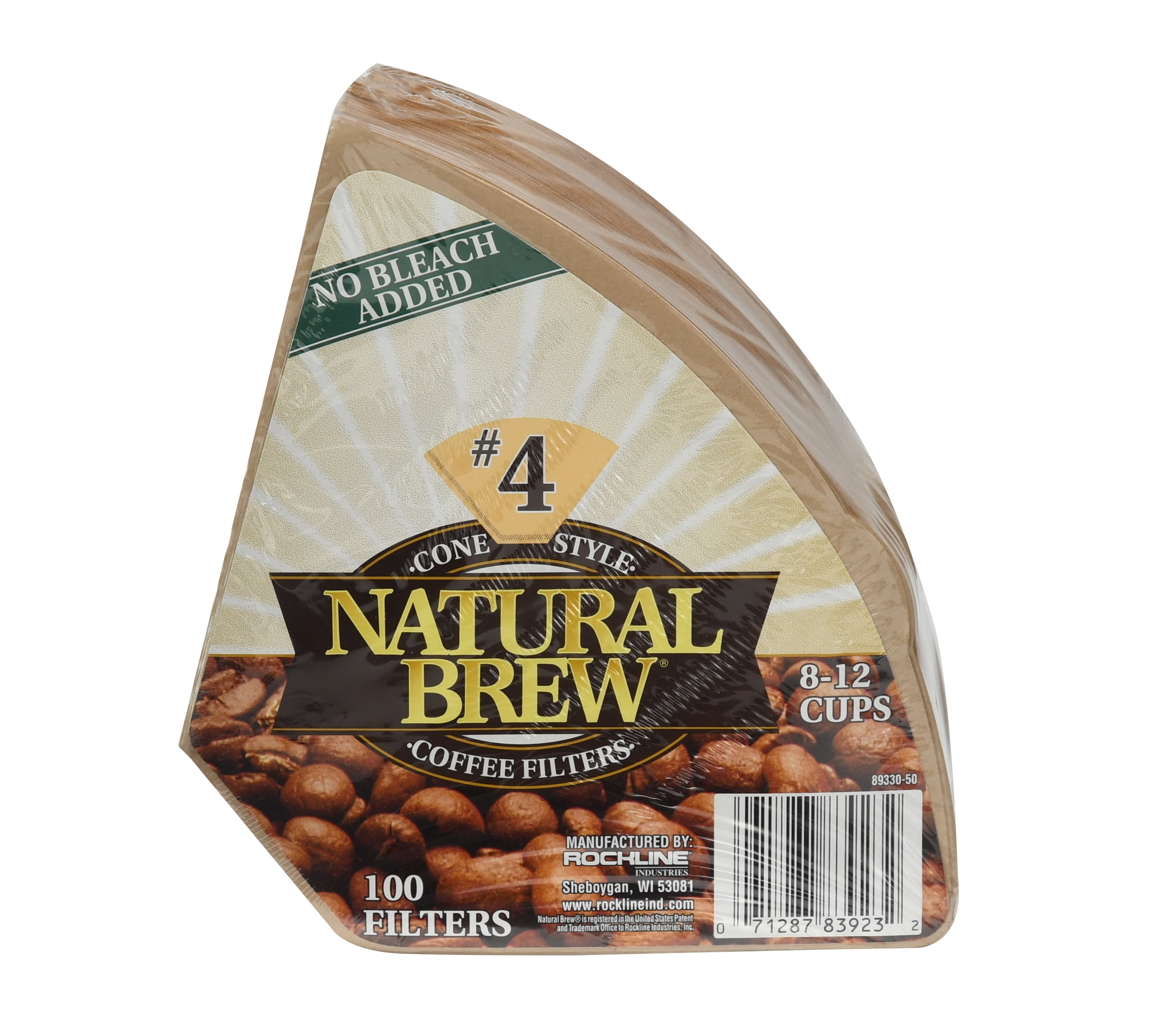 Brew Rite 4 Natural Brew Cone Filters, 100 piece