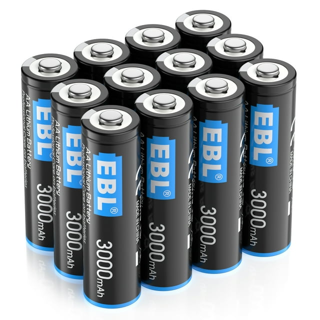 EBL 12Pack Lithium AA Batteries Long Lasting Double A Batteries