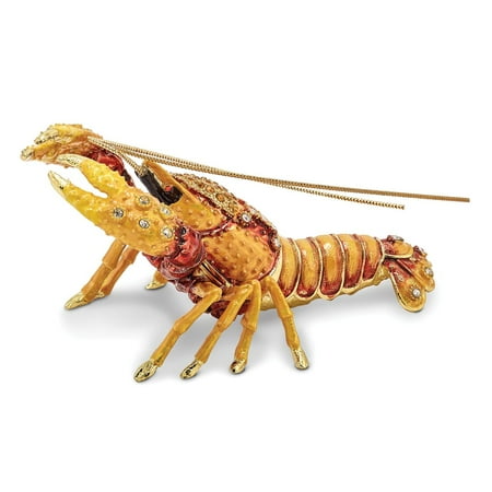 Bejeweled Trinket Box - Bejeweled Pewter Enamel Crawfish Trinket Box