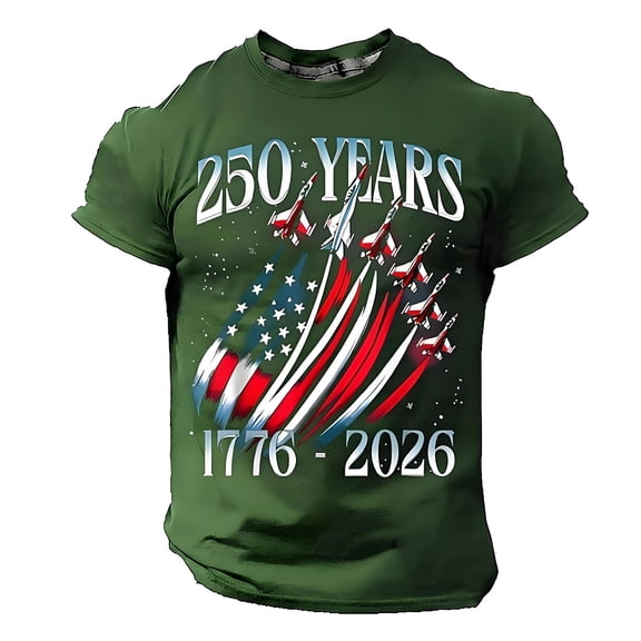 Wxolcjlv Usa 250Th Anniversary T-Shirt For Men's Casual Short Sleeve Comfortable Breathable Daily Couples Matching T Shirt,Size S-3XL