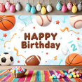 thumbnail image 7 of Sports Theme Birthday Banner Happy Birthday Decorative Balloons Party Backdrop for Kids Celebration Event Decoration, 7 of 7