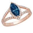 thumbnail image 7 of Halo Engagement Ring for Women - 1.2ct Natural London Blue Topaz in 14K Rose Gold Promise Ring, 7 of 7