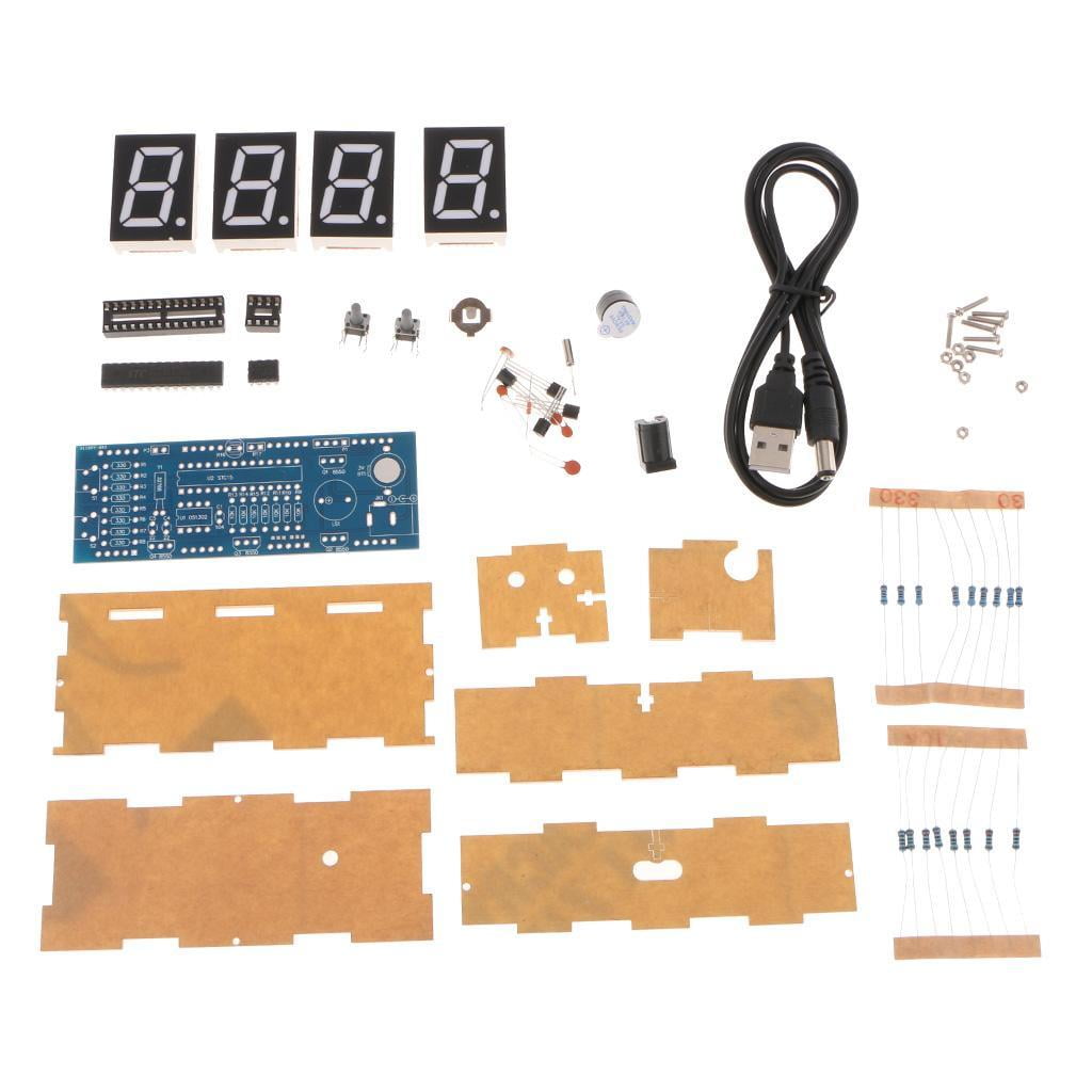 4-digit LED Digital Electronic Clock DIY Time Kit Light Control Temperature Z0X3 