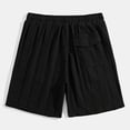 thumbnail image 4 of Nestiefly Shorts for Mens 2026 Cozy Texture Embroidered Casual Stretch Elastic Waist Shorts with Pockets Black M, 4 of 4