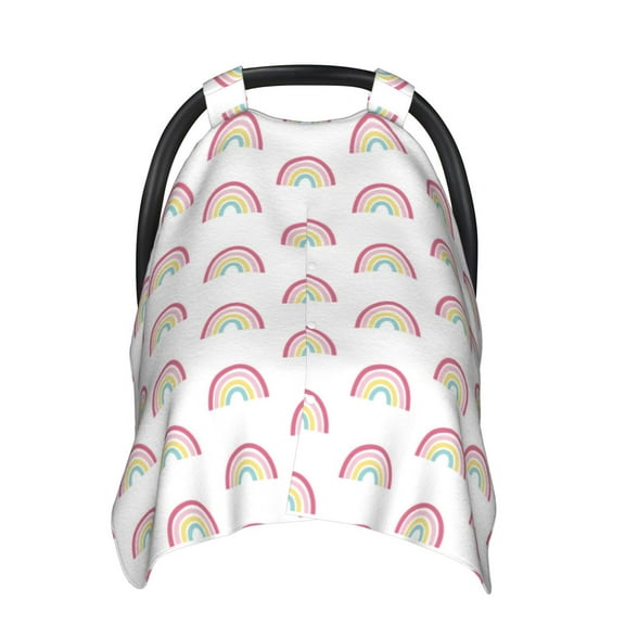 Car Seat Cover Baby - Rainbow print Breathable Infant Car Seat Cover for Baby Carseat, Lightweight Comfort Baby Essentials Must Haves Newborn Stuff for Girl Boy