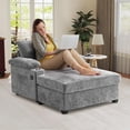 thumbnail image 3 of Chaise Lounge Chair Indoor with Ottoman,38.6"W Chenille Sofa with USB Port&Cup Holders,Modern Cozy Chaise with Storage Armrests&Side Pockets,Deep Seat Comfy Sofa for Living Room/Bedroom(Light Grey), 3 of 8