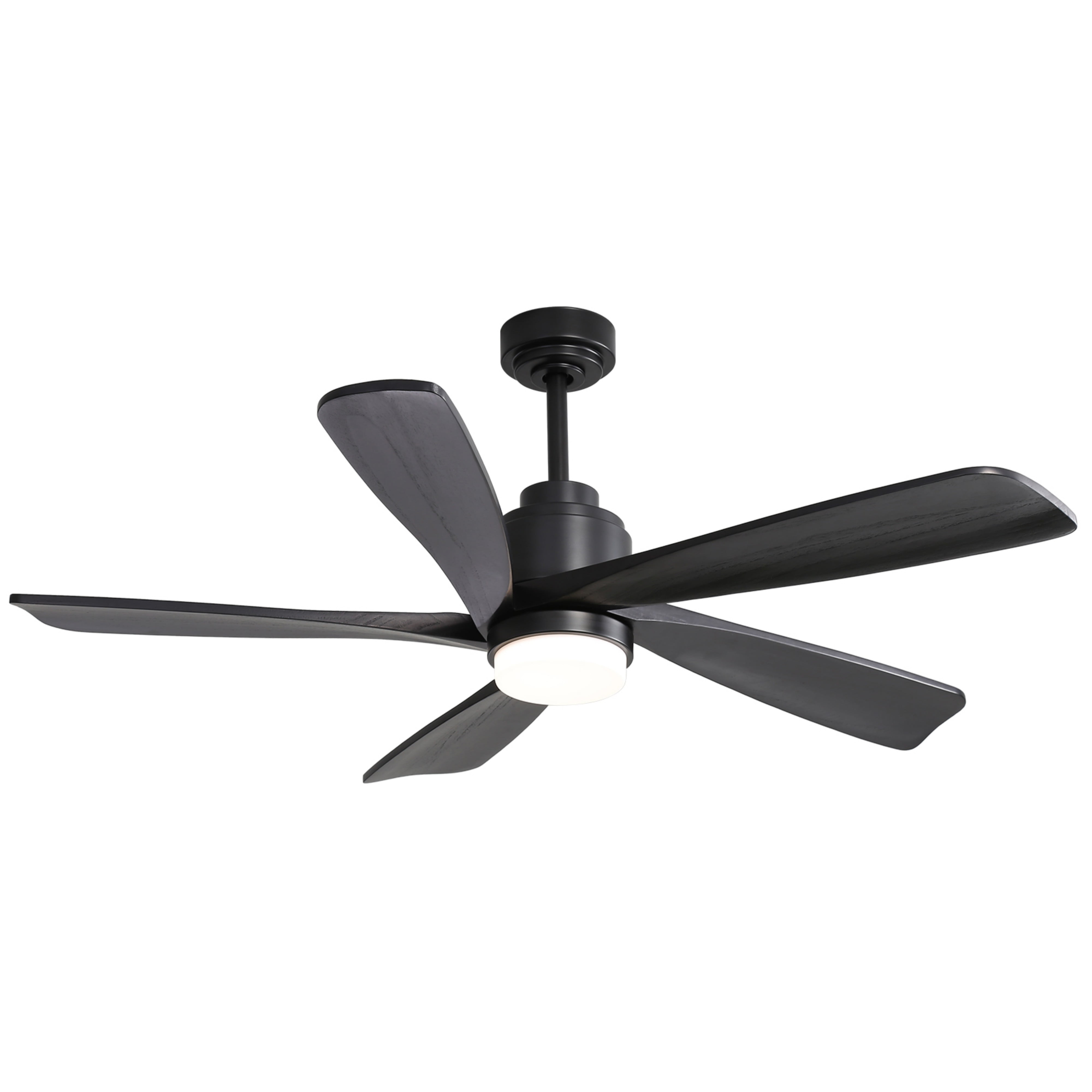 Sofucor 52-Inch Black Wood Blade Ceiling Fan with LED Light and Remote Control - Modern, Farmhouse, Contemporary