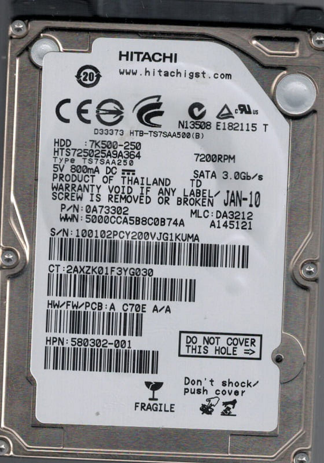 Hitachi HTS547564A9E384 P/N: 0J15282 MLC: DA3896 640GB Hitachi HTS547564A9E384 P/N: 0J15282 MLC: DA3896 640GB