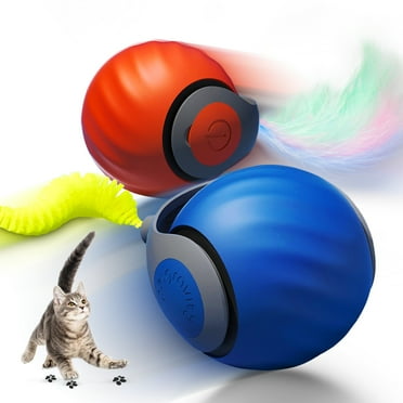 Risehigh Cat Toys for Indoor Cat Toy Smart Interactive Cat Toy Ball Rechargeable Two Speed Adjustment for Bored Indoor Adult Cats 2 Packs(Blue Orange)