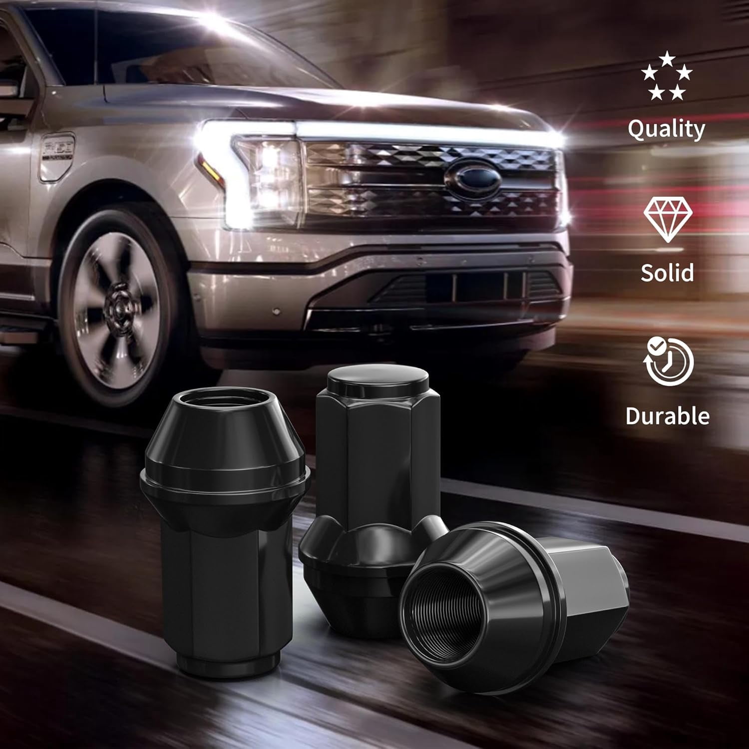 Richeer 24pcs M14x2 OEM Factory Style Lug Nuts for 2004-2014 F150 Expedition Lincoln Navigator One-Piece Large Acorn Seat Black Wheel Lug Nuts, 13/16” (21mm) Hex Replacement OE 4L3Z1012A 7L1Z1012A