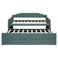 thumbnail image 4 of Twin Size Upholstered Solid Wood Daybed with Rails, Daybed Frame with Trundle and Three Drawers, Wooden Slats Support, No Box Spring Needed, Clean Lines Design to Any Place(Green), 4 of 8