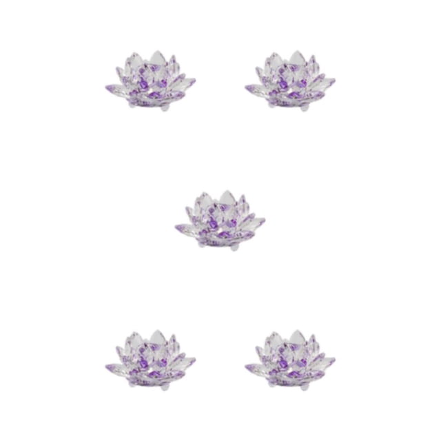 Bearachild Flor de loto de cristal Piedras naturales Minerales Pisapapeles Cristales Colección de flores Figuras Banquete de boda Púrpura Type2 NO2