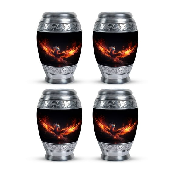 Red And Blue Phoenix In Fire Cremation Urn Human Ashes - Urns For Adult Male Small - Adult Urns For Human Ashes Women - Memorial Urns For Human Ashes Keepsake - Urns For Ashes (Size -3",4pcs)